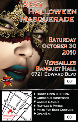 haloween masquerade themed ticket 